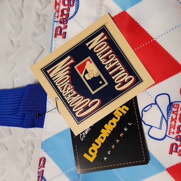 Texas Rangers Loudmouth MLB Cooperstown Collection Argyle Retro Tote Bag NWT - Picture 3 of 14